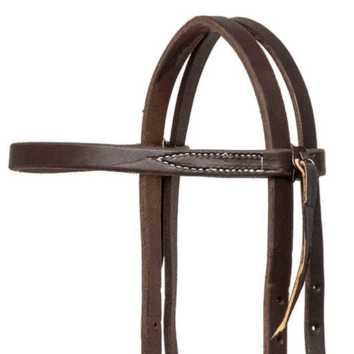 Jeffers Poplar Head Saddlery Oiled Harness Leather Browband Headstall with Easy - Change Buckle Ends - 1211Q2 - Brown - 2