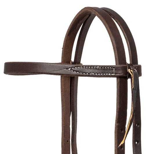 Jeffers Poplar Head Saddlery Oiled Harness Leather Browband Headstall with Easy - Change Buckle Ends - 1211Q2 - Brown - 2