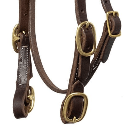 Jeffers Poplar Head Saddlery Oiled Harness Leather Browband Headstall with Easy - Change Buckle Ends - 1211Q2 - Brown - 4