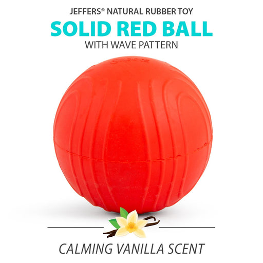 Jeffers Red Bouncing Ball with Waves Natural Rubber Dental Dog Chew Toy for Energetic Play - I7Q3 - Red - Medium - 1 - 2