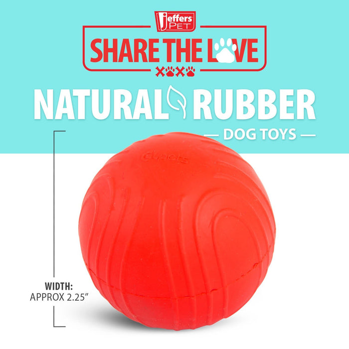 Jeffers Red Bouncing Ball with Waves Natural Rubber Dental Dog Chew Toy for Energetic Play - I7Q3 - Red - Medium - 1 - 3