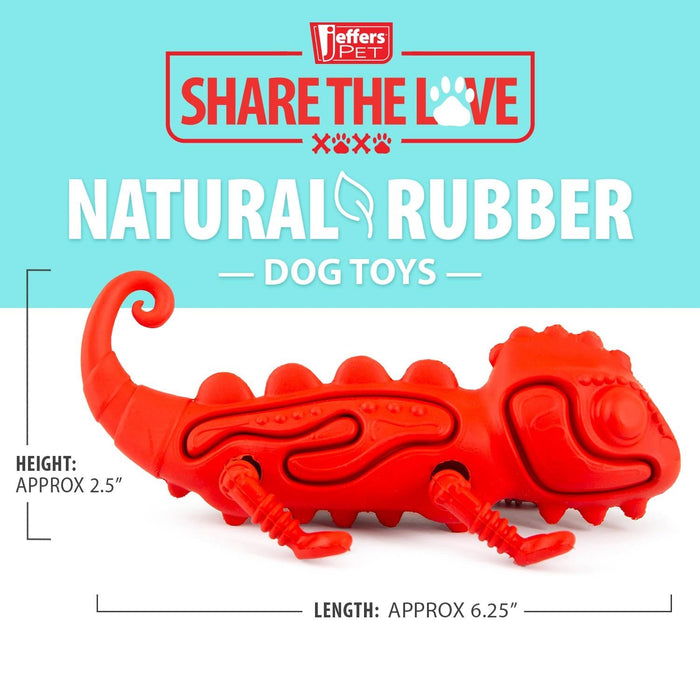 Jeffers Red Chameleon Natural Eco - Friendly Rubber Dental Dog Chew Toy for Medium Chewers - I7QF - Red - Medium - 1 - 3