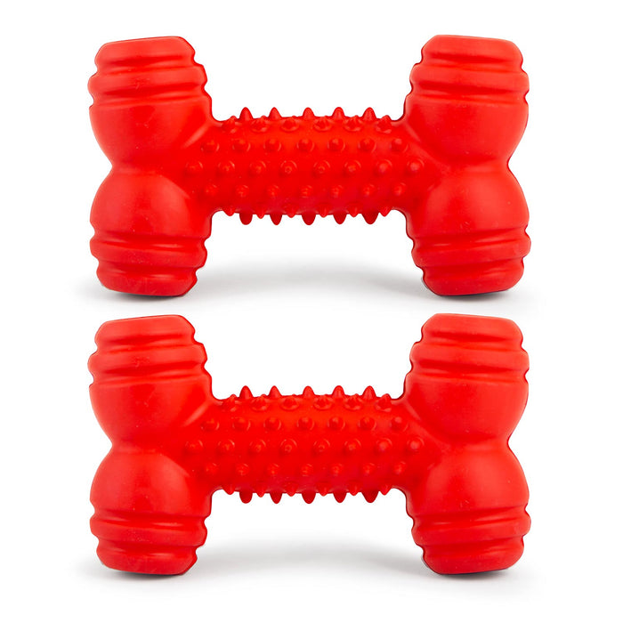 Jeffers Red Dental Bone Natural Rubber Dog Chew Toy for Healthy Teeth and Gums - I7Q8-2 - Red - Small - 2 - 14
