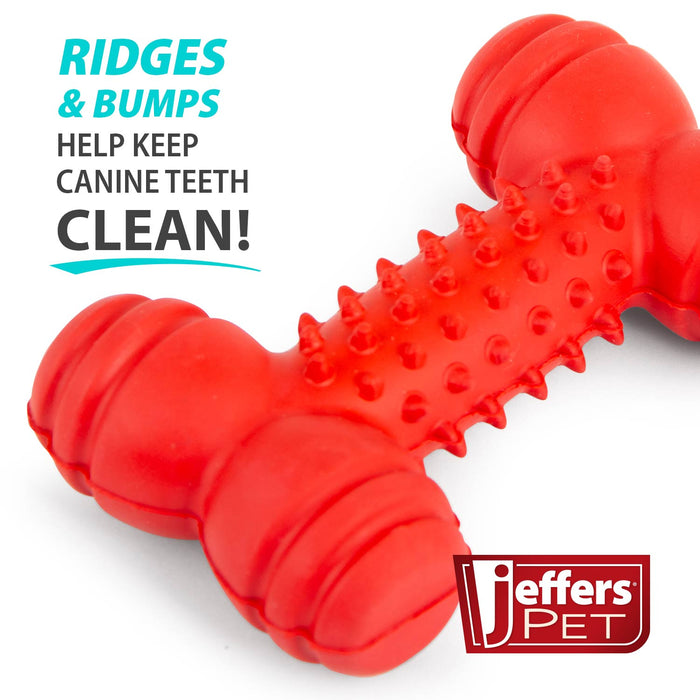 Jeffers Red Dental Bone Natural Rubber Dog Chew Toy for Healthy Teeth and Gums - I7Q8 - Red - Small - 1 - 5