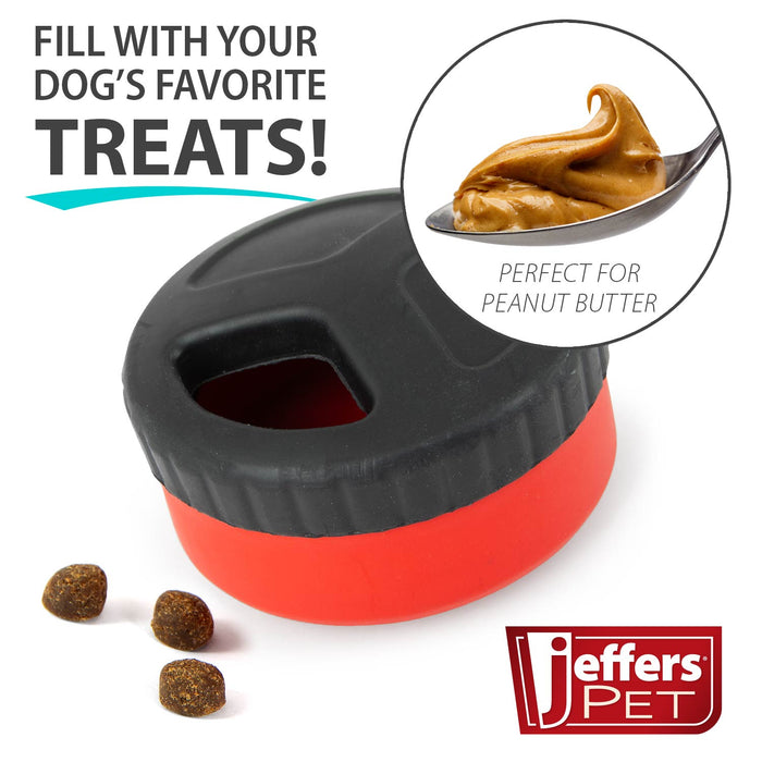 Jeffers Red Hockey Puck Natural Rubber Treat Dispensing Dental Dog Chew Toy - I7QM - Red - Small - 1 - 5