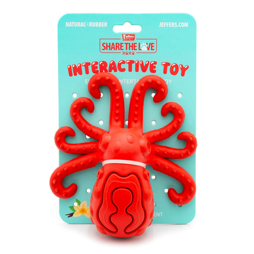 Jeffers Red Octopus Natural Rubber Treat Dispensing Dental Dog Chew Toy - I7QY - Red - Medium - 1 - 2