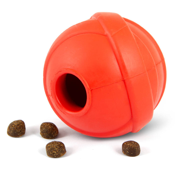 Jeffers Red Orbits Ball Natural Rubber Dental Treat Dispensing Dog Chew Toy - I7Q2 - Red - Medium - 1 - 5
