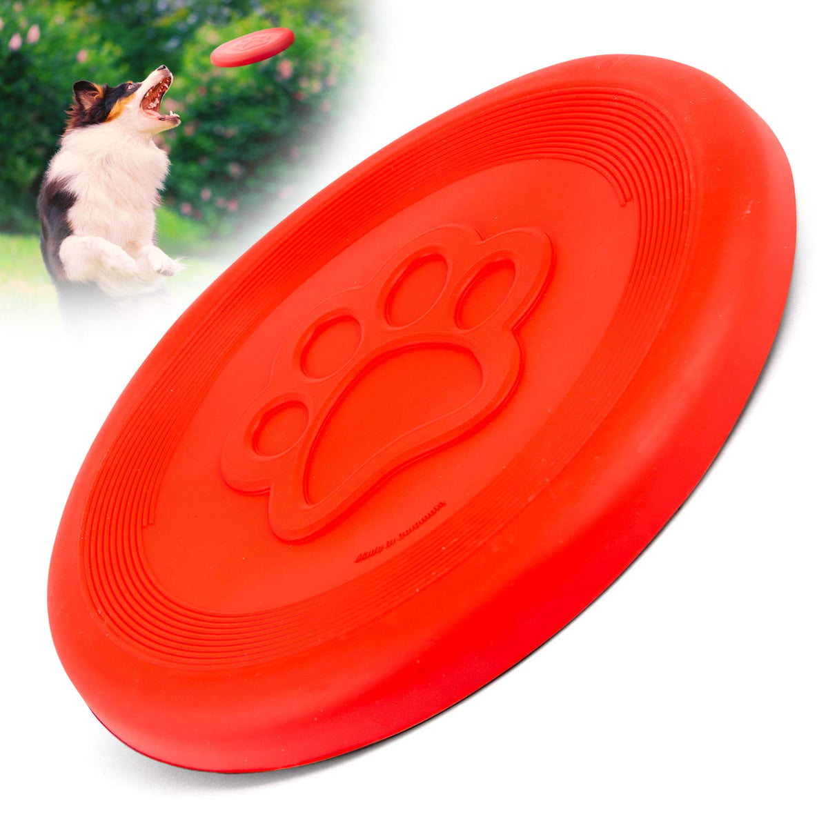 Jeffers Red Paw Shape Frisbee Toy for Dogs