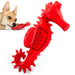 Jeffers Red Seahorse Natural Rubber Dog Chew Toy with Vanilla Scent and Textured Ridges for Dental Health - I7Q9 - Red - Small - 1 - 1
