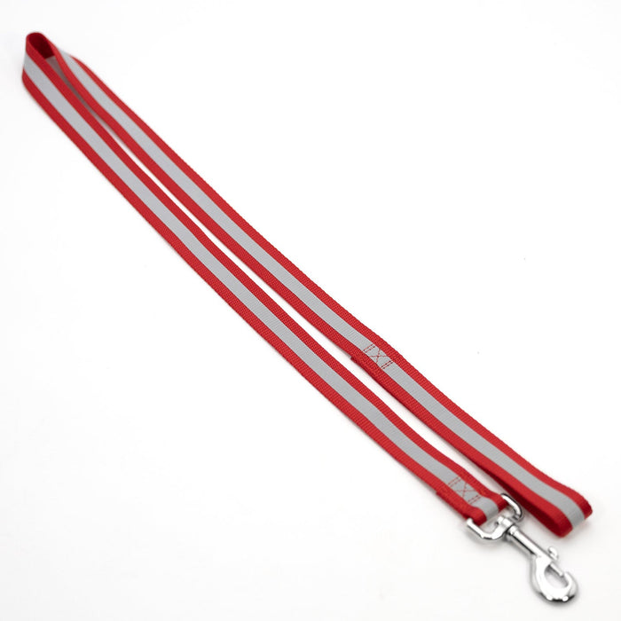 Jeffers Reflective Glow-in-the-Dark Safety Stripe Nylon Dog Leash, 1" W x 4' L - IDDD - Red - 1" W x 4' L - 3
