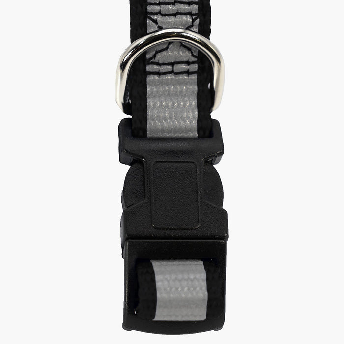 Jeffers Reflective Safety Stripe Adjustable Nylon Dog Collar – Glow-in-the-Dark for Night Visibility - IDE8 - 5/8"W x 10"-16"L - Black - 14
