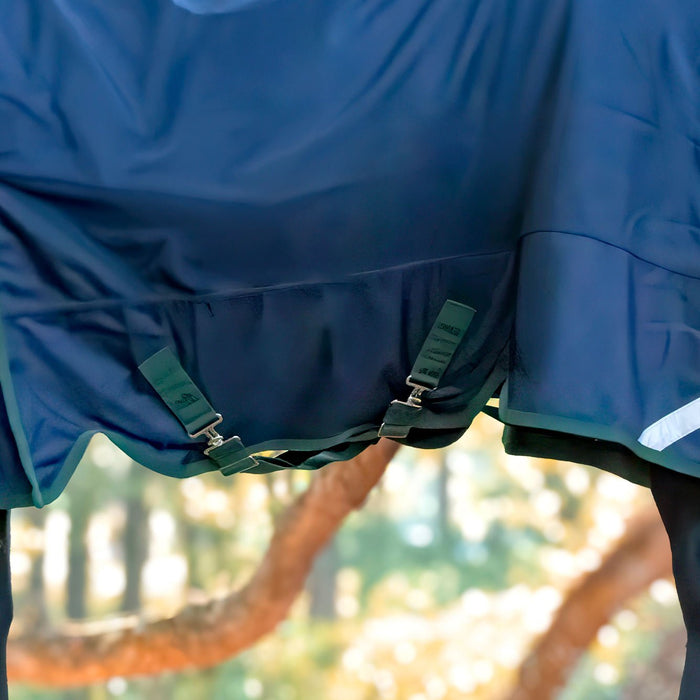 Jeffers Romper Stomper 1680 Denier Standard Neck Turnout Blanket, 240 Gram Fill - JEFCME - Navy/Hunter - 66" - 8