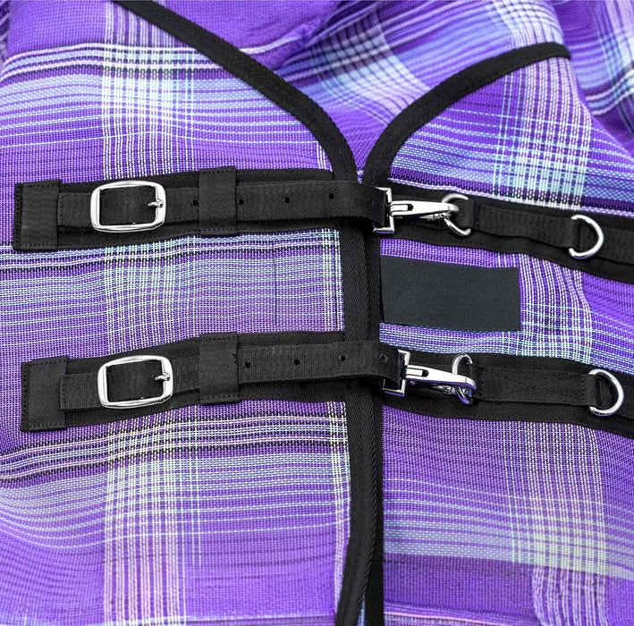 Jeffers Romper Stomper Durable Mesh Fly Sheet with Detachable Neck - JEFZWT - Purple/Light Blue Plaid - 66" - 1 - 14