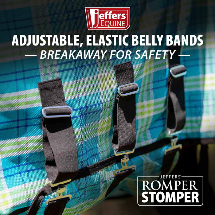 Jeffers Romper Stomper Durable Mesh Fly Sheet with Detachable Neck - JEFZX2 - Turquoise/Lime Plaid - 66" - 1 - 4