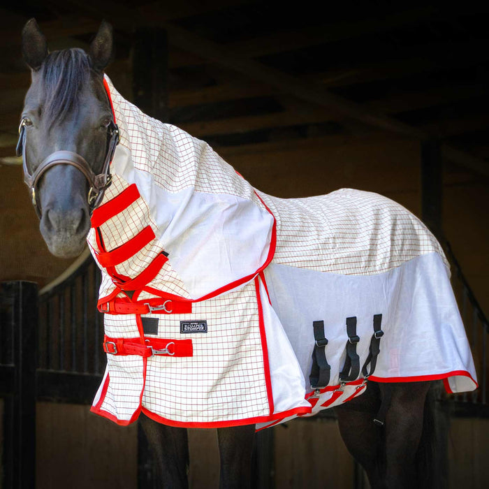 Jeffers Romper Stomper Sweet Itch Fly Sheet with Detachable Neck - JEFZXK - 66" - White/ Red - 1 - 1