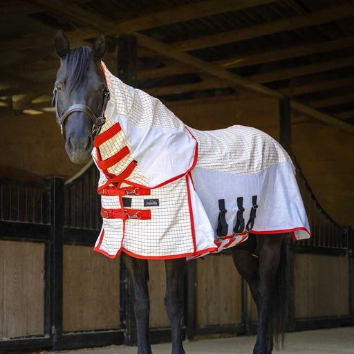 Jeffers Romper Stomper Sweet Itch Sheet with Detachable Neck - JEFZXK - 66" - White/ Red - 1 - 1