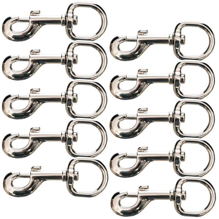 Jeffers Round Eye Bolt Snaps - IABT-10 - Nickel - plated - 1" x 3 - 7/8" - 10 Pack - 7