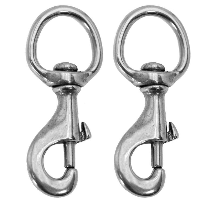 Jeffers Round Eye Bolt Snaps - IABT-2 - Nickel - plated - 1" x 3 - 7/8" - 2 Pack - 6