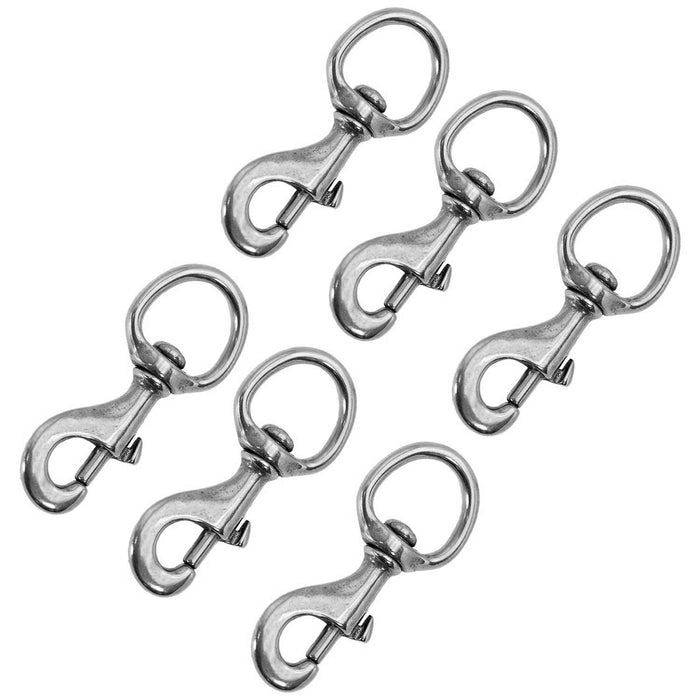 Jeffers Round Eye Bolt Snaps - IABT-6 - Nickel - plated - 1" x 3 - 7/8" - 6 Pack - 10