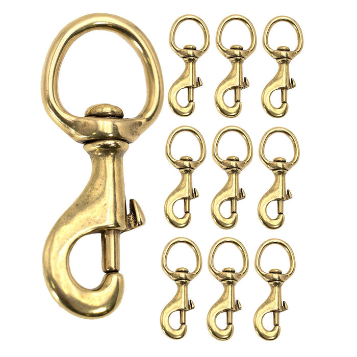 Jeffers Round Eye Bolt Snaps - IABU-10 - Solid Brass - 1" x 3 - 1/2" - 10 Pack - 12