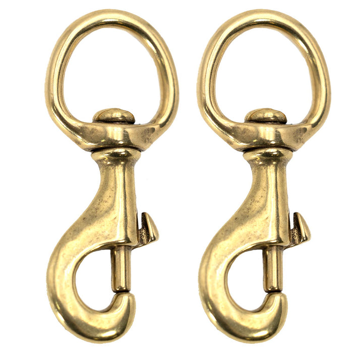 Jeffers Round Eye Bolt Snaps - IABU-2 - Solid Brass - 1" x 3 - 1/2" - 2 Pack - 9