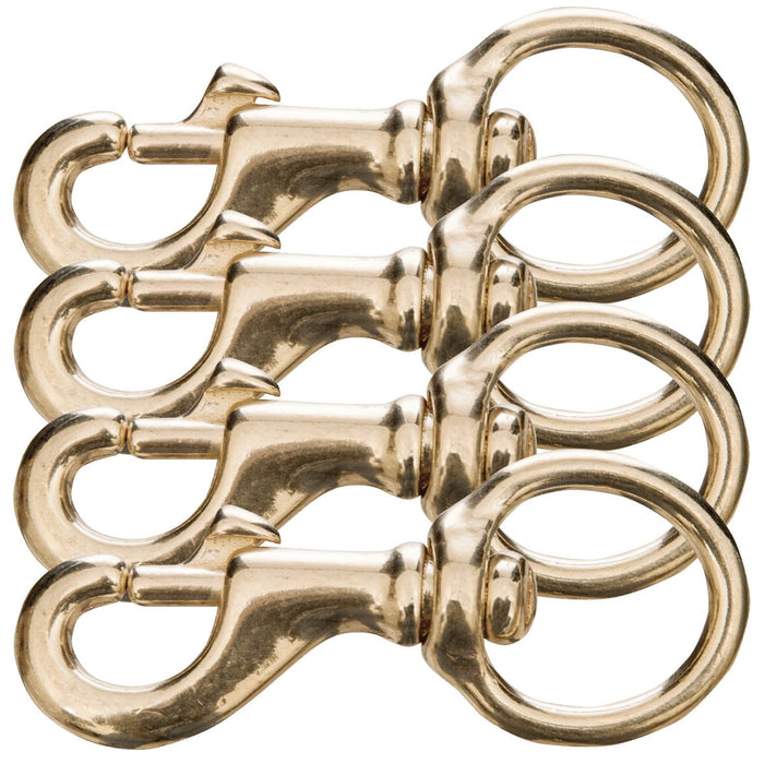 Jeffers Round Eye Bolt Snaps - IABU-4 - Solid Brass - 1" x 3 - 1/2" - 4 Pack - 9