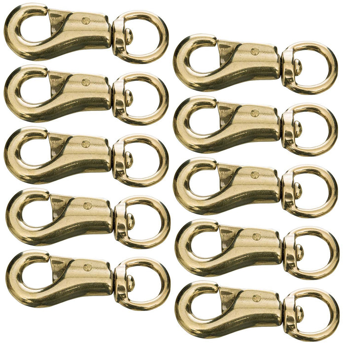 Jeffers Round Eye Bull Snap - IABQ-10 - Solid Brass - 3 - 3/4" L - 10 Pack - 7