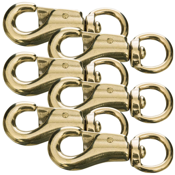 Jeffers Round Eye Bull Snap - IABQ-6 - Solid Brass - 3 - 3/4" L - 6 Pack - 6