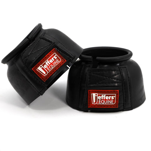 Jeffers Rubber Bell Boots for Horses with Double-Fastener, Pair - IAB1 - Black - Small - 2 ct - 1
