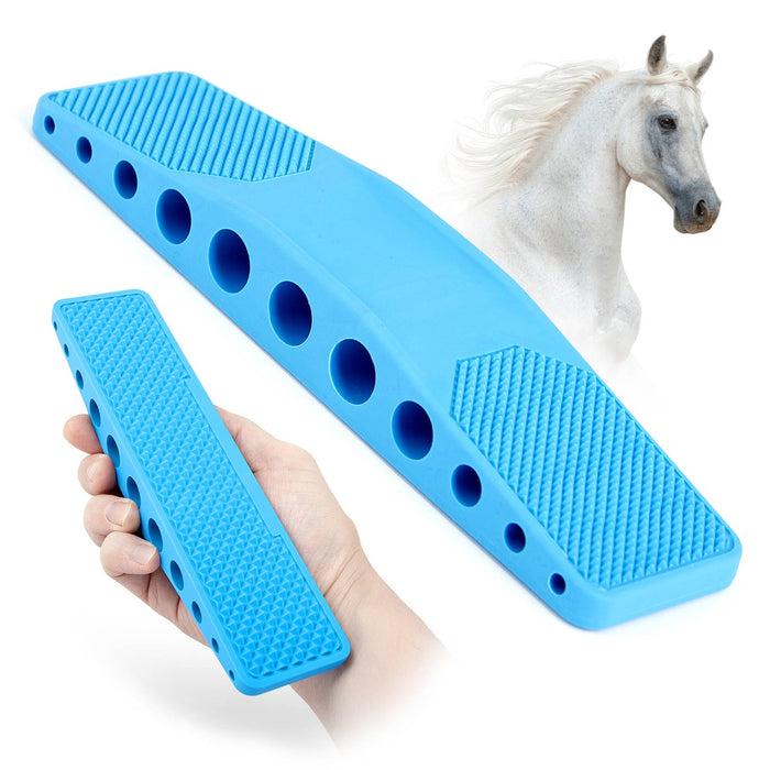Jeffers Rubber Groomer – Shedding & Dirt Removal for Horses, Dogs & Cats - IAS6 - Blue - 8.5"L - Each - 1