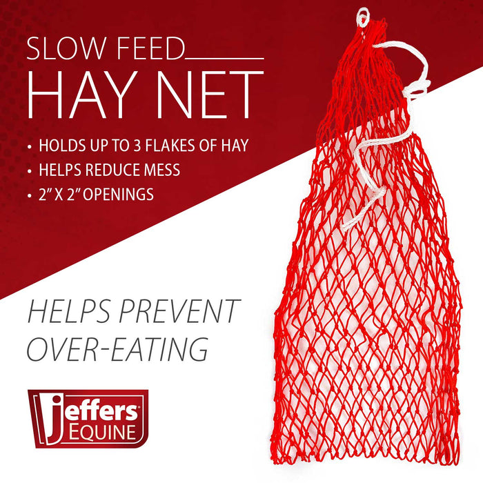 Jeffers Slow Feed 2" x 2" Nylon Hay Net for Horses, Red - XQEG - 1 - 3