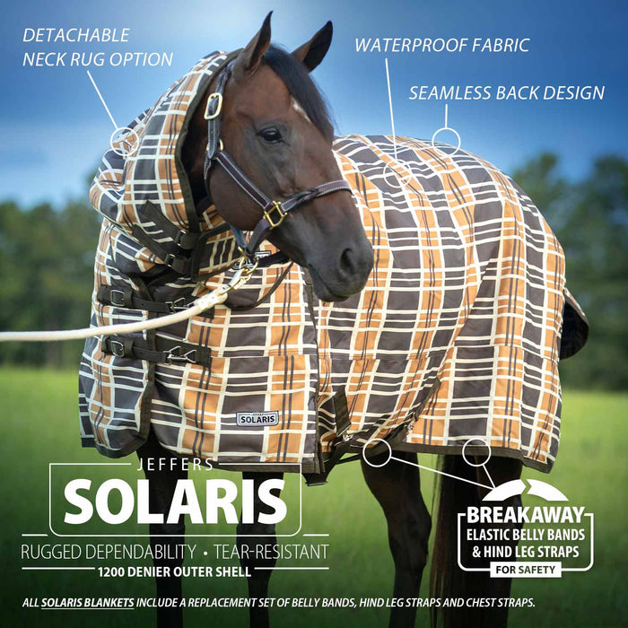 Jeffers Solaris 1200 Denier, Heavy, Turnout Blanket with Neck Rug - Jeffers - Horse Supplies > Horse Blankets & Sheets