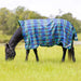 Jeffers Solaris 1200D Extended Neck Horse Turnout Blanket, 360 Gram - JEFCP4 - PreSale Navy & Hunter Plaid - 66" - 1