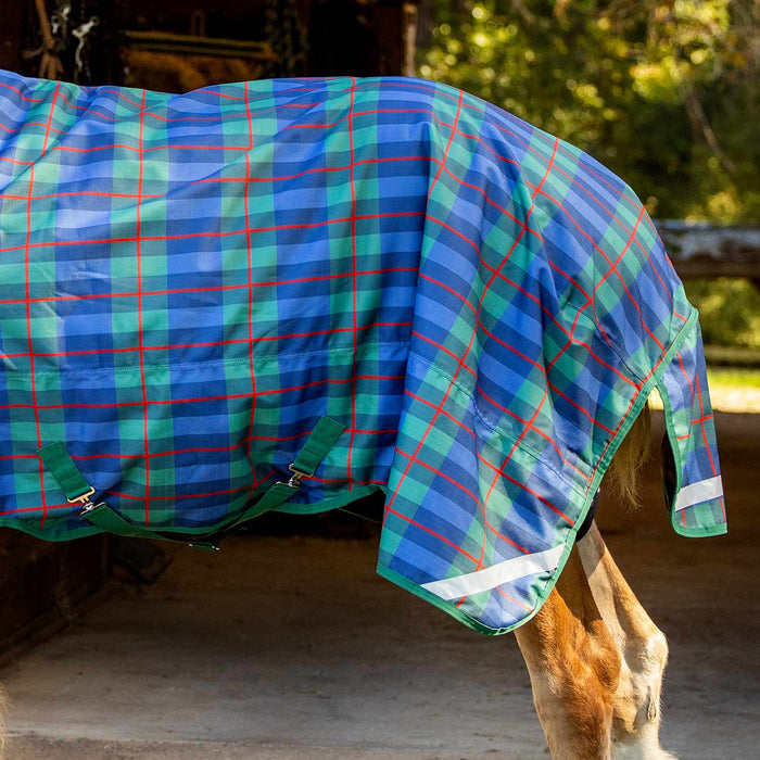 Jeffers Solaris Draft Turnout Blanket – 1200D, 360g Heavy Weight, Standard Neck - JEFCPM - PreSale Navy & Hunter Plaid - 87" - 4