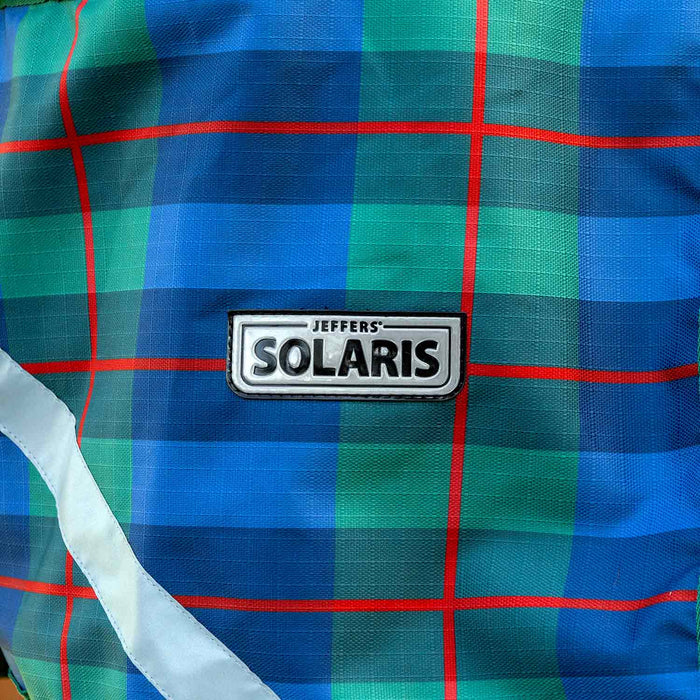 Jeffers Solaris Draft Turnout Blanket – 1200D, 360g Heavy Weight, Standard Neck - JEFCPM - PreSale Navy & Hunter Plaid - 87" - 5