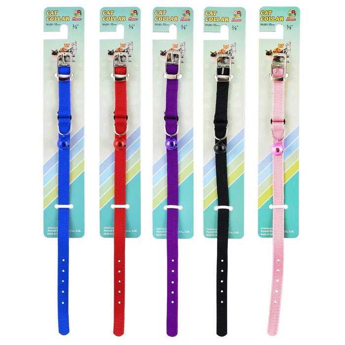 Jeffers Solid Adjustable Nylon Cat Collars - IDCQ - 10"L - Blue - 5