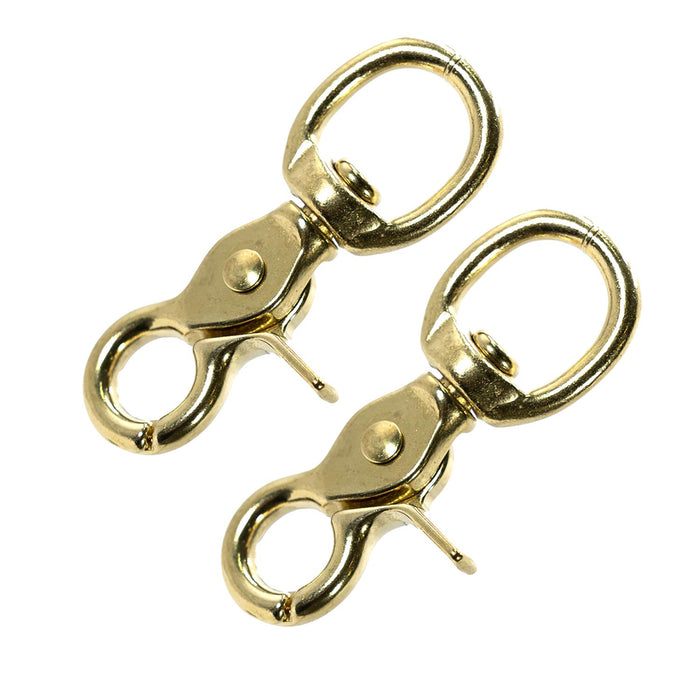 Jeffers Solid Brass Trigger Snap with Round Swivel Eye, 5/8" x 2 - 3/4" - IAAY-2 - 5/8" x 2 - 3/4" - 2 Pack - 3