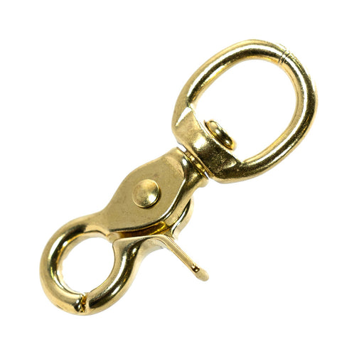 Jeffers Solid Brass Trigger Snap with Round Swivel Eye, 5/8" x 2 - 3/4" - IAAY - 5/8" x 2 - 3/4" - Single - 1