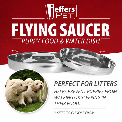 Jeffers Stainless Steel Flying Saucer Puppy Food & Water Bowl - RRQ1 - 11"D x 1 1/3" - 2