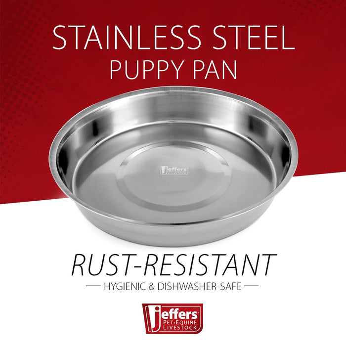Jeffers Stainless Steel Puppy Pan Food & Water Dish - G3D6 - 3 Quart - 9