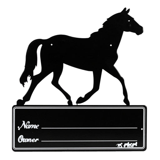 Jeffers Stall Name Plate, Horse Designs Metal Stall ID Sign - IA1F - Trotting Horse - 10"H x 10"L - Each - 1