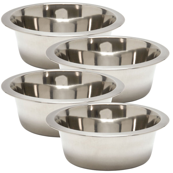 Jeffers Standard - Weight Stainless Steel Food & Water Pet Bowls - G3F1-4 - 1 Pint - 4 Pack - 17