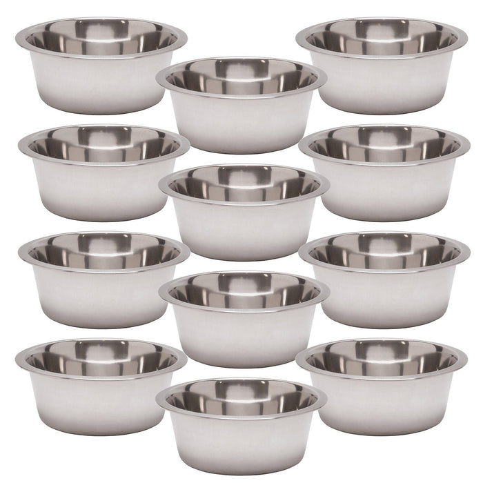 Jeffers Standard - Weight Stainless Steel Food & Water Pet Bowls - G3SS-12 - 1 Quart - 12 Pack - 28