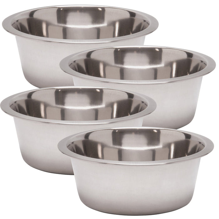 Jeffers Standard - Weight Stainless Steel Food & Water Pet Bowls - G3SS-4 - 1 Quart - 4 Pack - 29