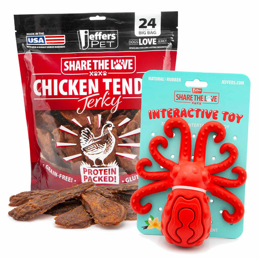 Jeffers Stuffable Dog Chew Toys with Chicken Breast Jerky Treats Kit - JEF2RJ-QY-KIT - (1) Octopus - 1 ct - 1