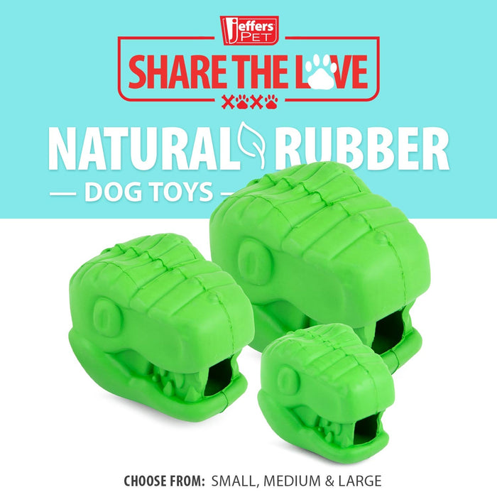 Jeffers T - Rex Natural Rubber Treat Dispensing Dental Dog Chew Toy for Medium Chewers with Vanilla Scent - I7Q5 - Small - Green - 1 - 3