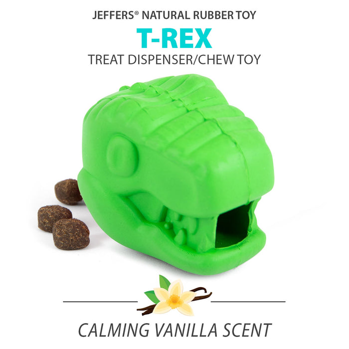 Jeffers T - Rex Natural Rubber Treat Dispensing Dental Dog Chew Toy for Medium Chewers with Vanilla Scent - I7Q5 - Small - Green - 1 - 4