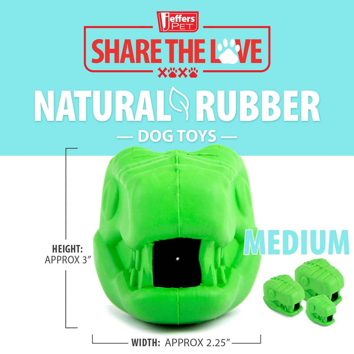 Jeffers T - Rex Natural Rubber Treat Dispensing Dental Dog Chew Toy for Medium Chewers with Vanilla Scent - I7Q5 - Small - Green - 1 - 10