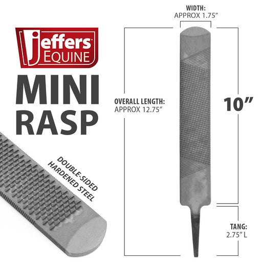 Jeffers Tanged Steel Hoof Rasp – Durable 10" & 14" Rasp for Horses, Ponies, Minis, Goats, and Sheep - IAJJ - 10"L Mini - 2