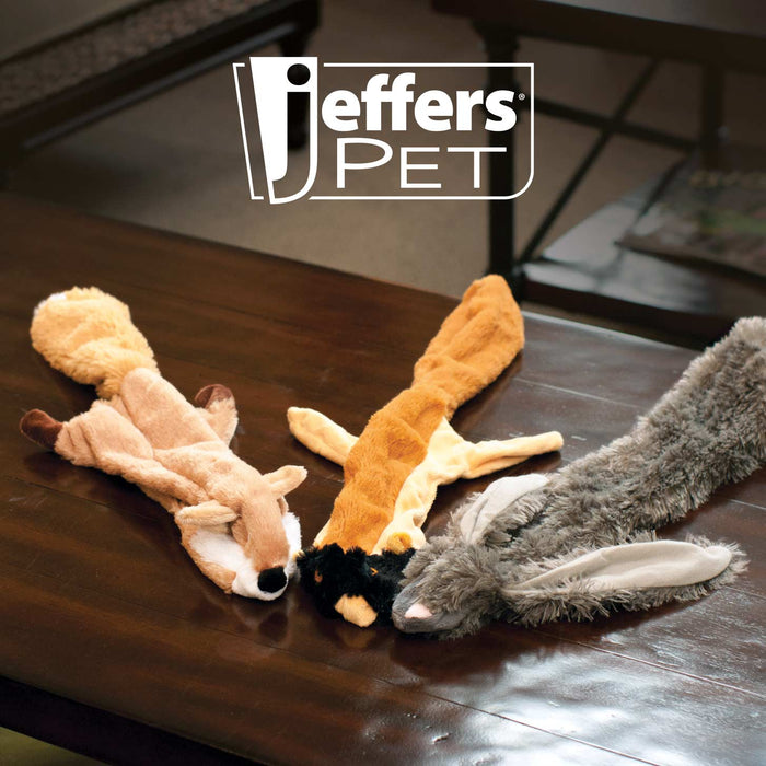 Jeffers Thinnies Unstuffed Plush Dog Toys, 21"L - I71BH-5 - Unstuffed with Rope & Squeaker - Rabbit - 5 Pack - 14